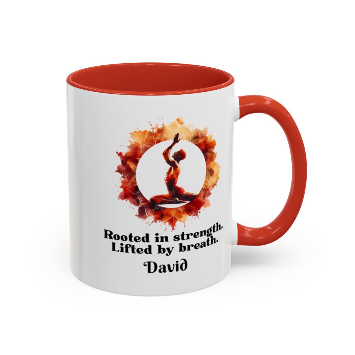 Personalized Yoga Mug for Men 11oz - π§ββοΈ Rooted in Strength, Lifted by Breath