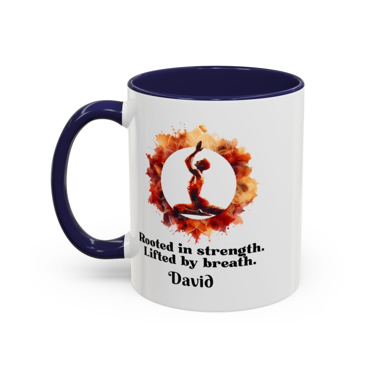 Personalized Yoga Mug for Men 11oz - π§ββοΈ Rooted in Strength, Lifted by Breath