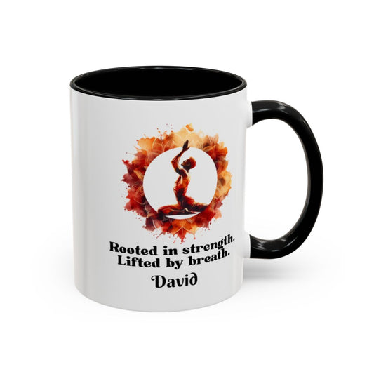 Personalized Yoga Mug for Men  11oz - 🧘‍♂️ Rooted in Strength, Lifted by Breath
