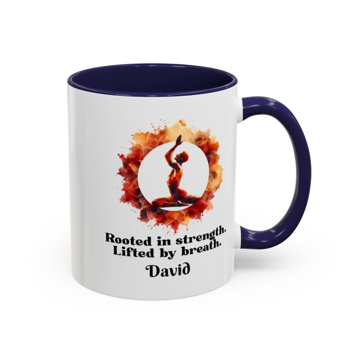 Personalized Yoga Mug for Men  11oz - 🧘‍♂️ Rooted in Strength, Lifted by Breath