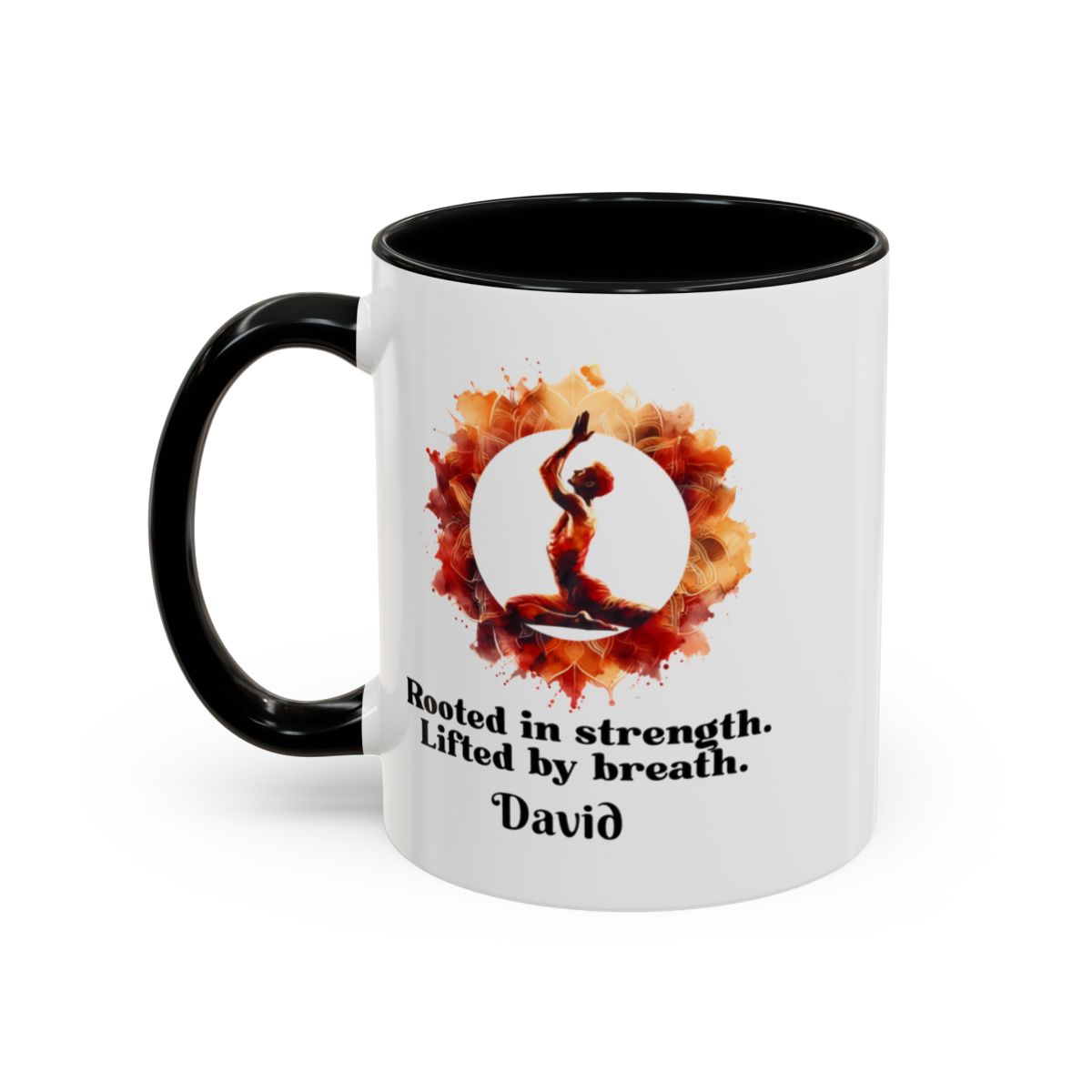 Personalized Yoga Mug for Men  11oz - 🧘‍♂️ Rooted in Strength, Lifted by Breath